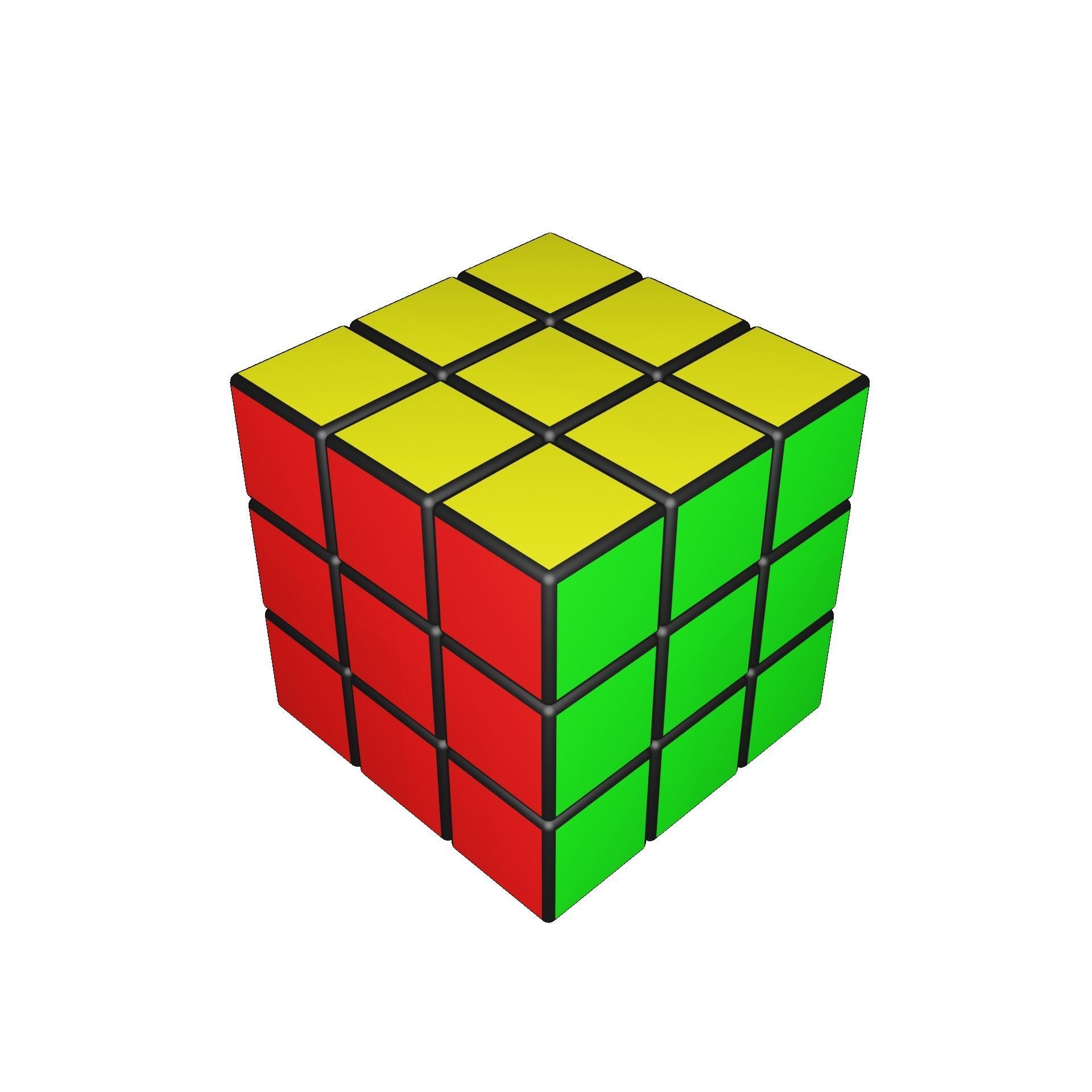3x3x3 Rubiks Cube Low-poly 3D model_15