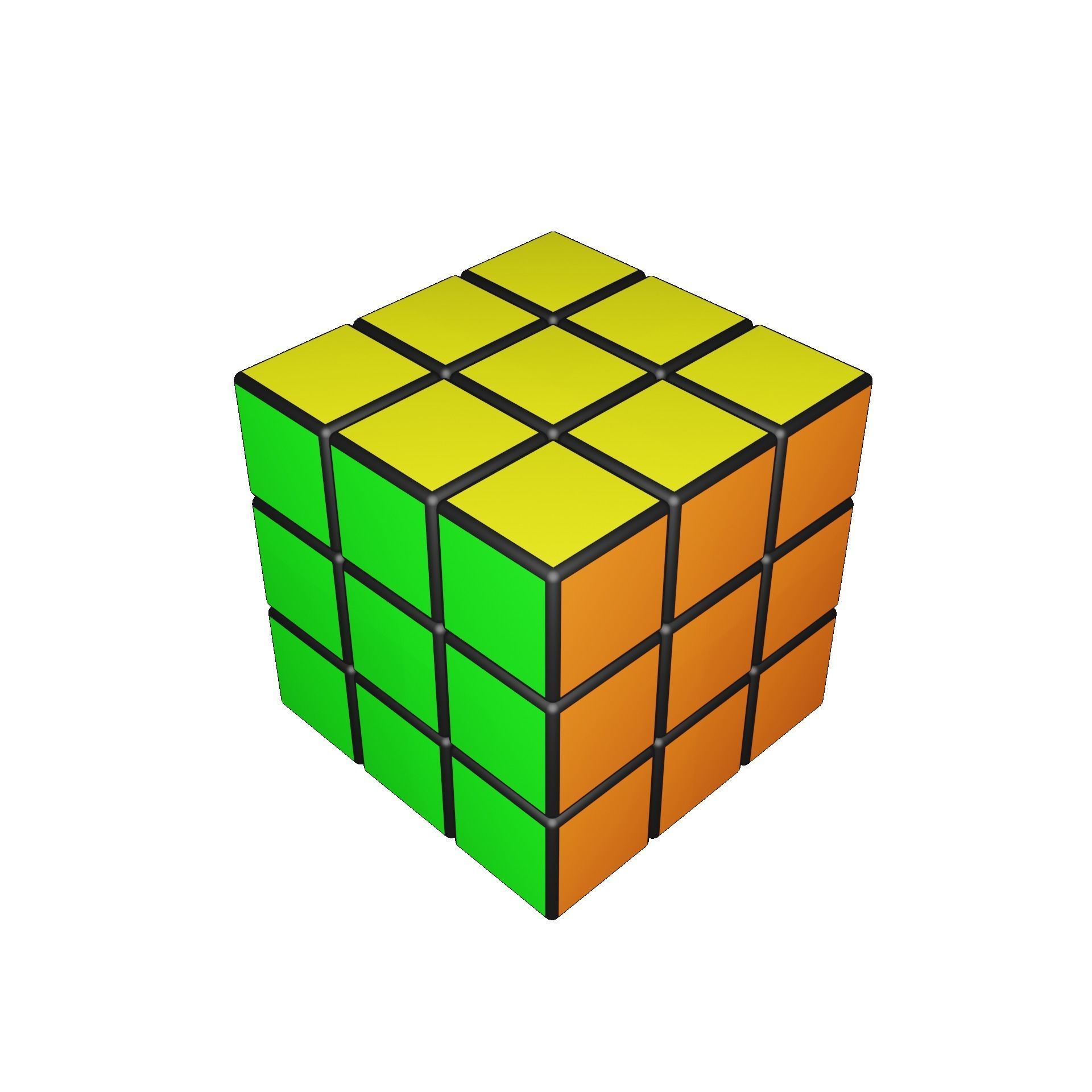 3x3x3 Rubiks Cube Low-poly 3D model_13