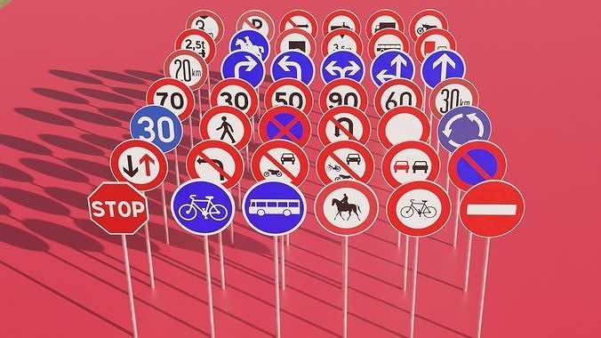 Traffic signs pack 3d model 3D model