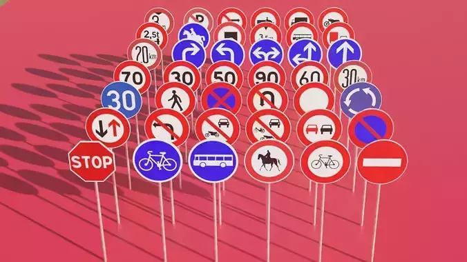 Traffic signs pack 3d model