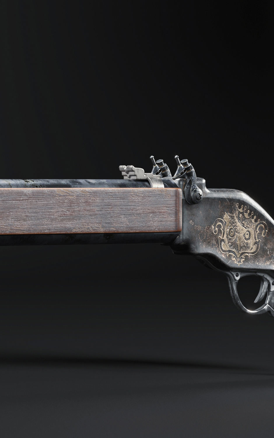 Oldshotgun antique gun 3D model_5