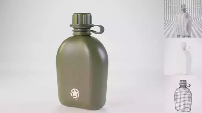 Canteen Military 12x21x7 Low-poly 3D model