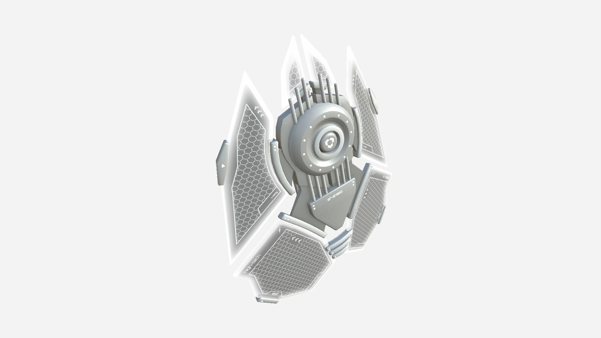 SciFi Shield A06 Full White - Sci Fi Weapon Design Low-poly 3D model_1