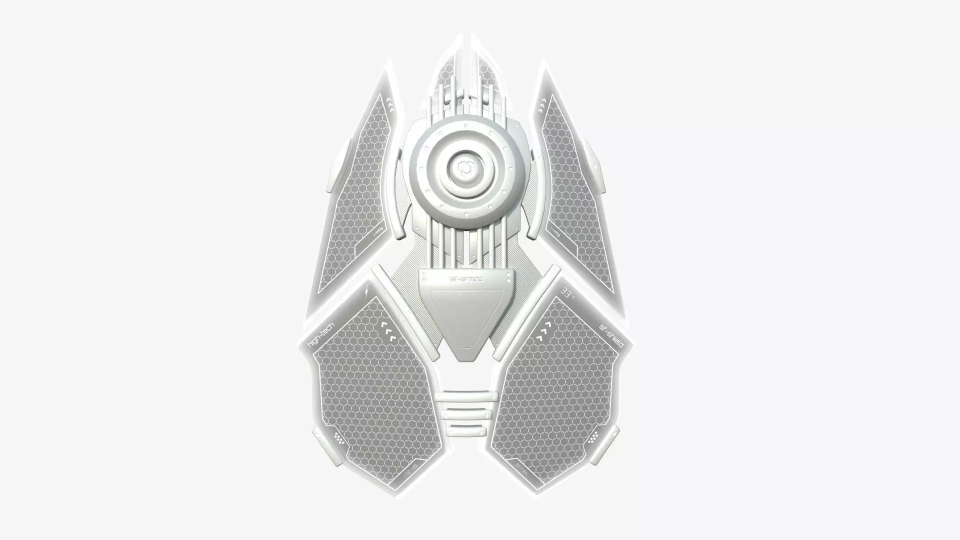 SciFi Shield A06 Full White - Sci Fi Weapon Design Low-poly 3D model_0