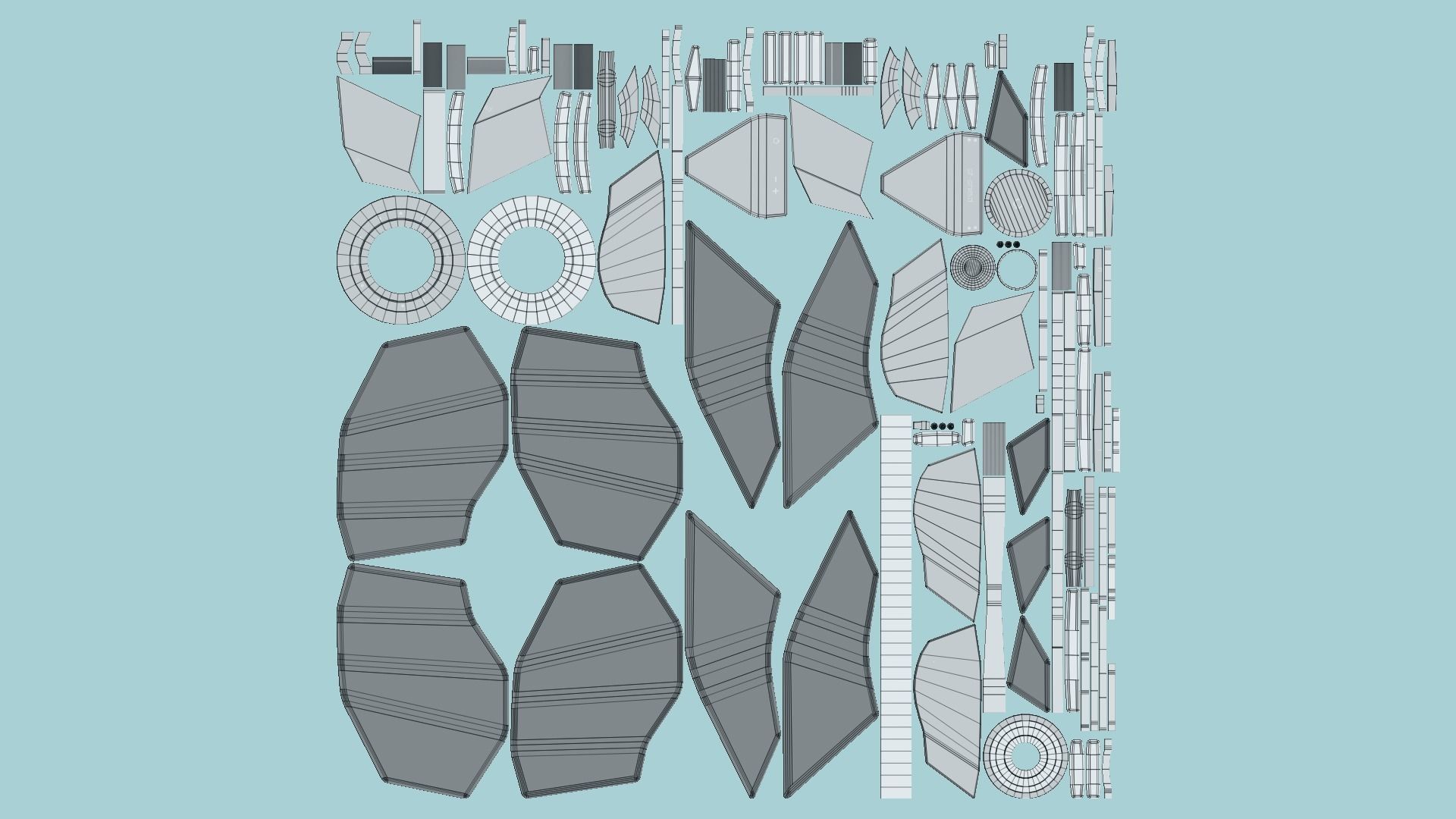 SciFi Shield A06 Full White - Sci Fi Weapon Design Low-poly 3D model_5