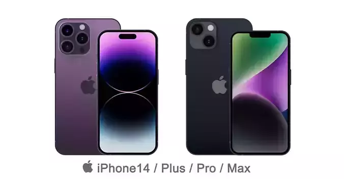 Apple iPhone 14 and 14 Pro  3D model