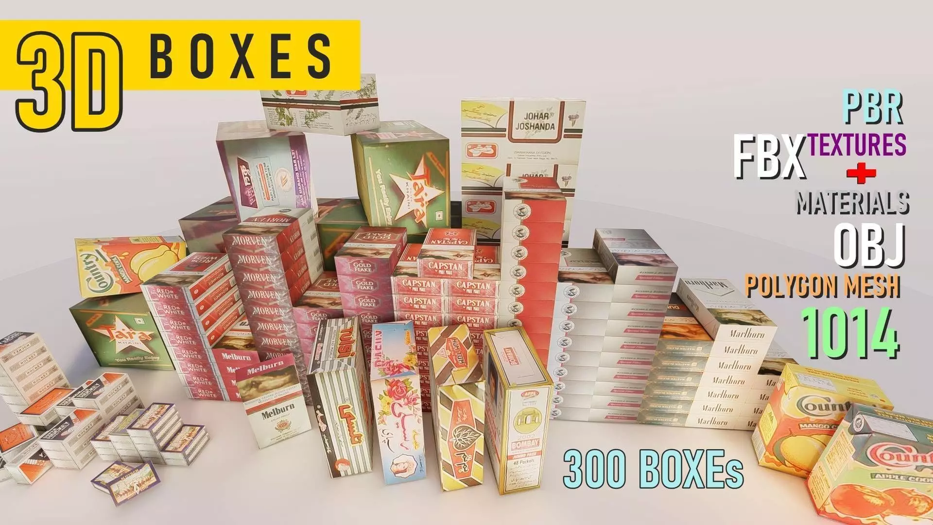 Boxes Design Low-poly 3D model_0