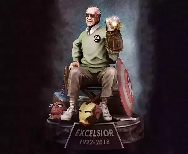 Stan Lee Tribute Statues 3D Model Ready to Print STL 3D print model