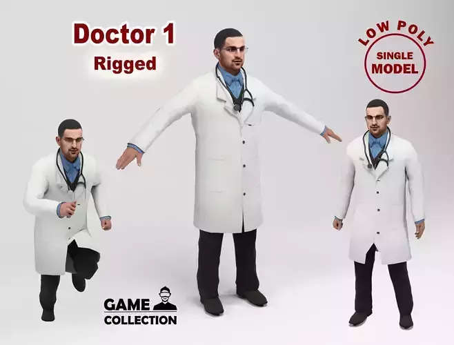 Doctor 1 Low-poly 3D model