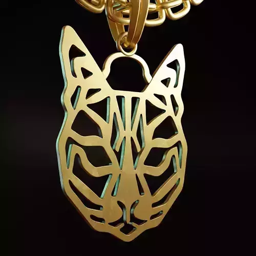 Feline Cat Stylized Pendant Amulet Necklace Design 3D print model