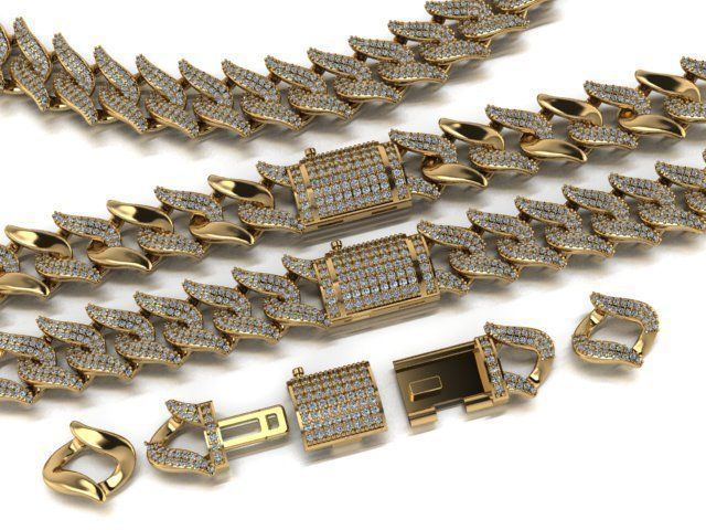 Spiked Cuban Chain 3D print model_10
