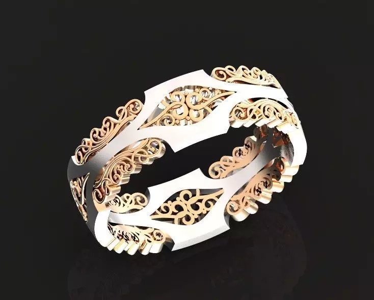 wedding ring with a pattern 750 3D print model_0