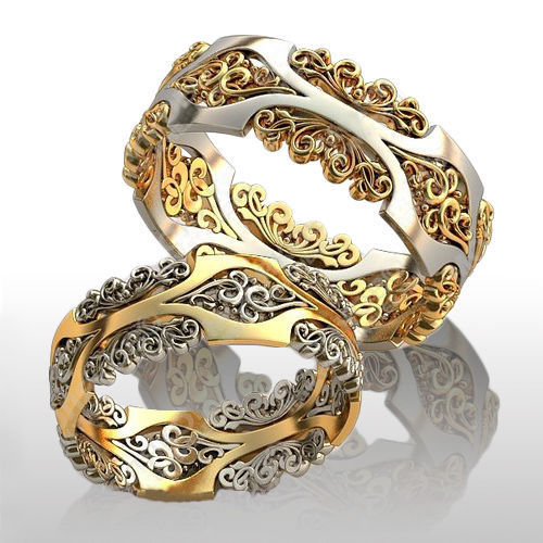 wedding ring with a pattern 750 3D print model_4