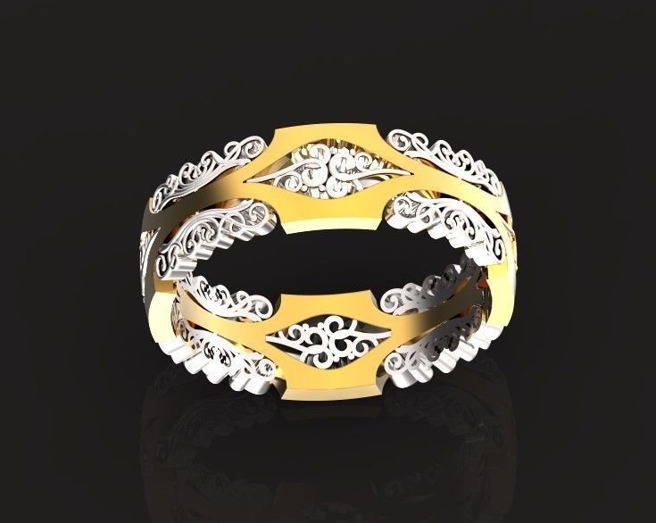 wedding ring with a pattern 750 3D print model_18