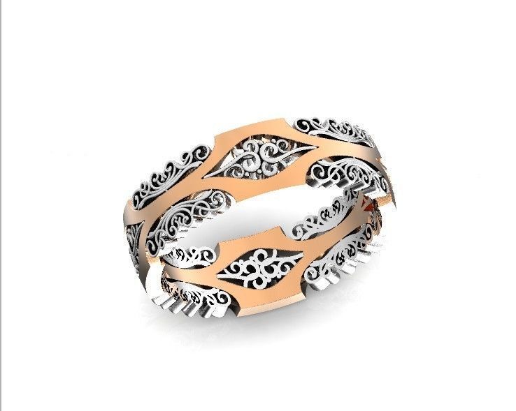 wedding ring with a pattern 750 3D print model_29