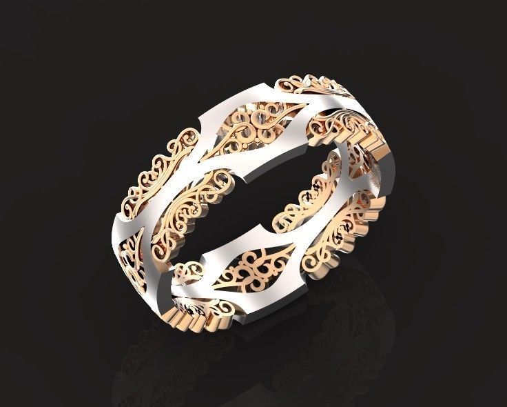 wedding ring with a pattern 750 3D print model_21