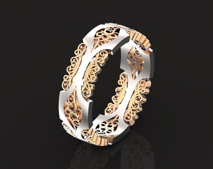 wedding ring with a pattern 750 3D print model_15