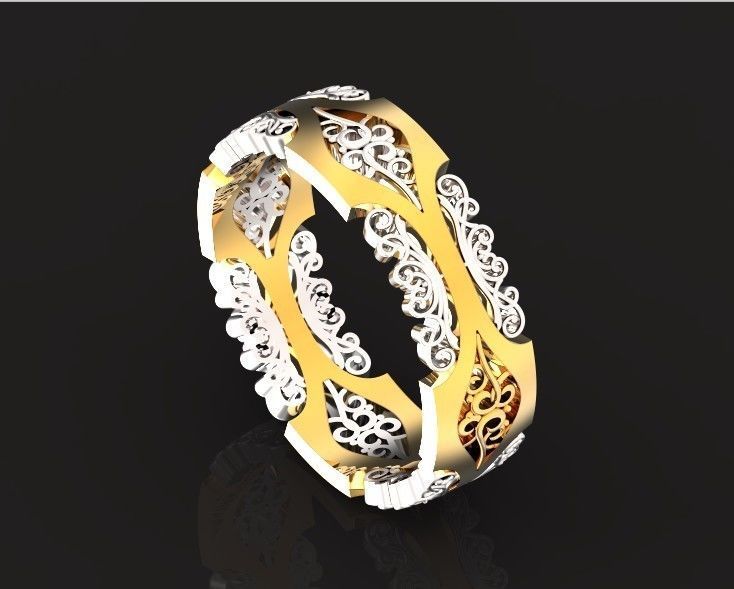 wedding ring with a pattern 750 3D print model_19
