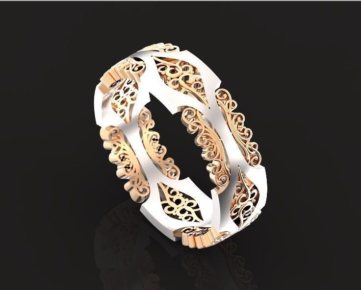wedding ring with a pattern 750 3D print model_22