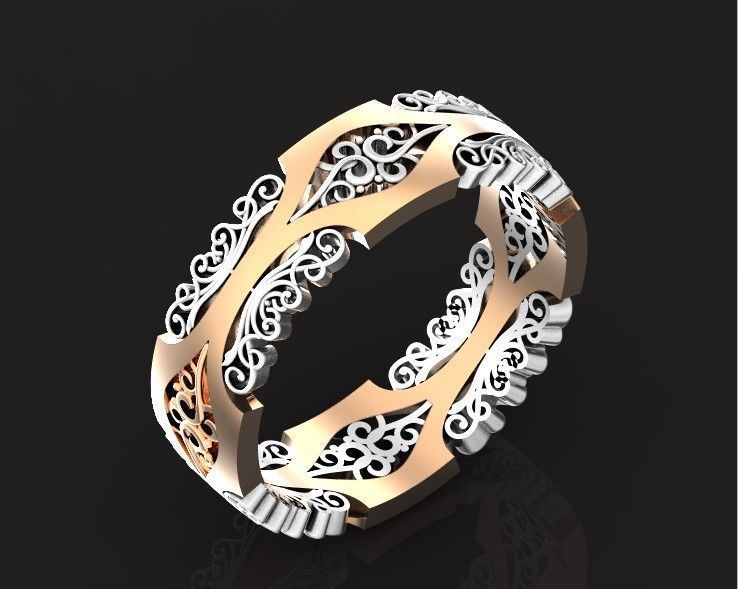 wedding ring with a pattern 750 3D print model_24