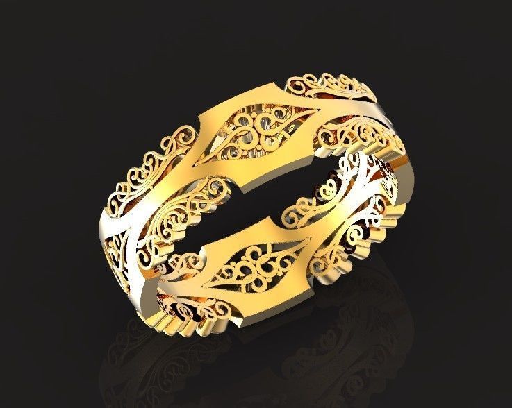 wedding ring with a pattern 750 3D print model_16