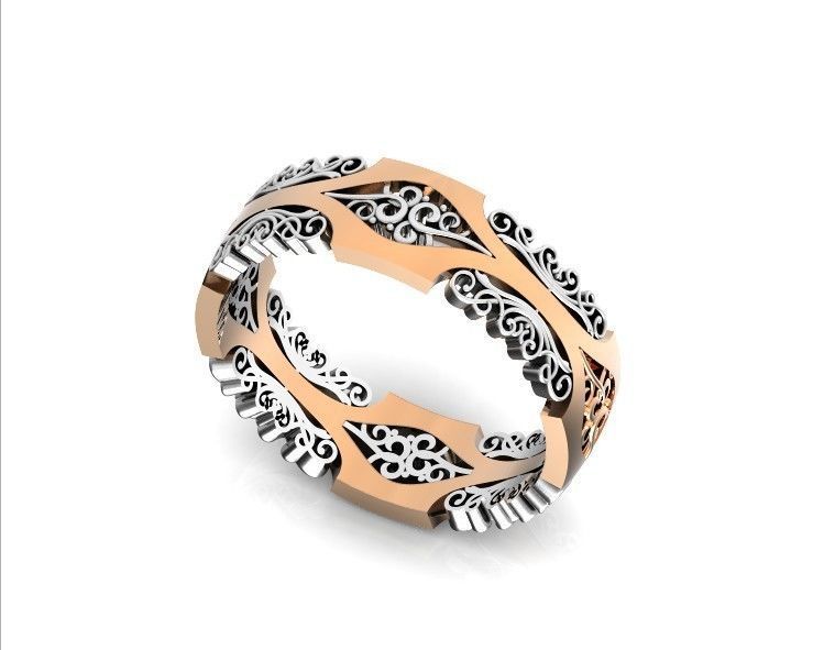 wedding ring with a pattern 750 3D print model_27
