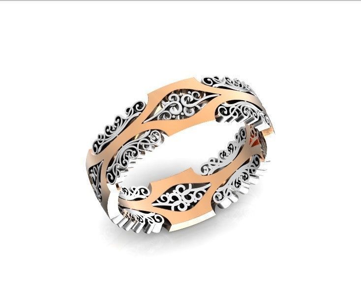 wedding ring with a pattern 750 3D print model_26
