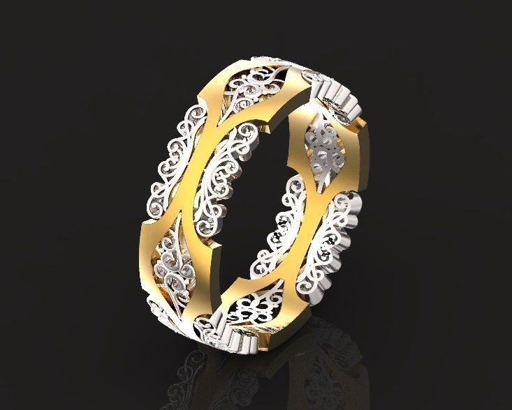 wedding ring with a pattern 750 3D print model_20