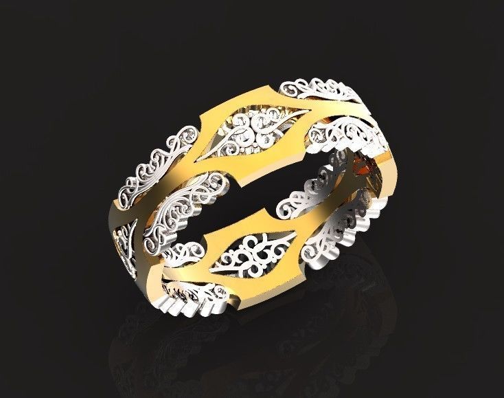 wedding ring with a pattern 750 3D print model_17