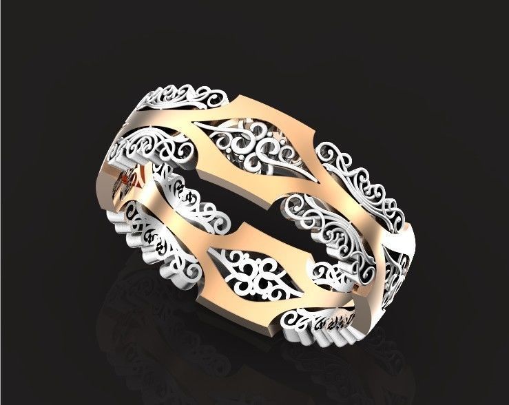 wedding ring with a pattern 750 3D print model_14