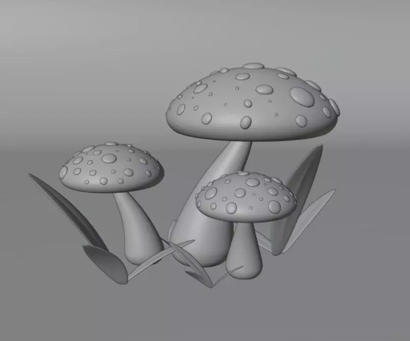 Fungus three mushrooms Low-poly 3D model_0