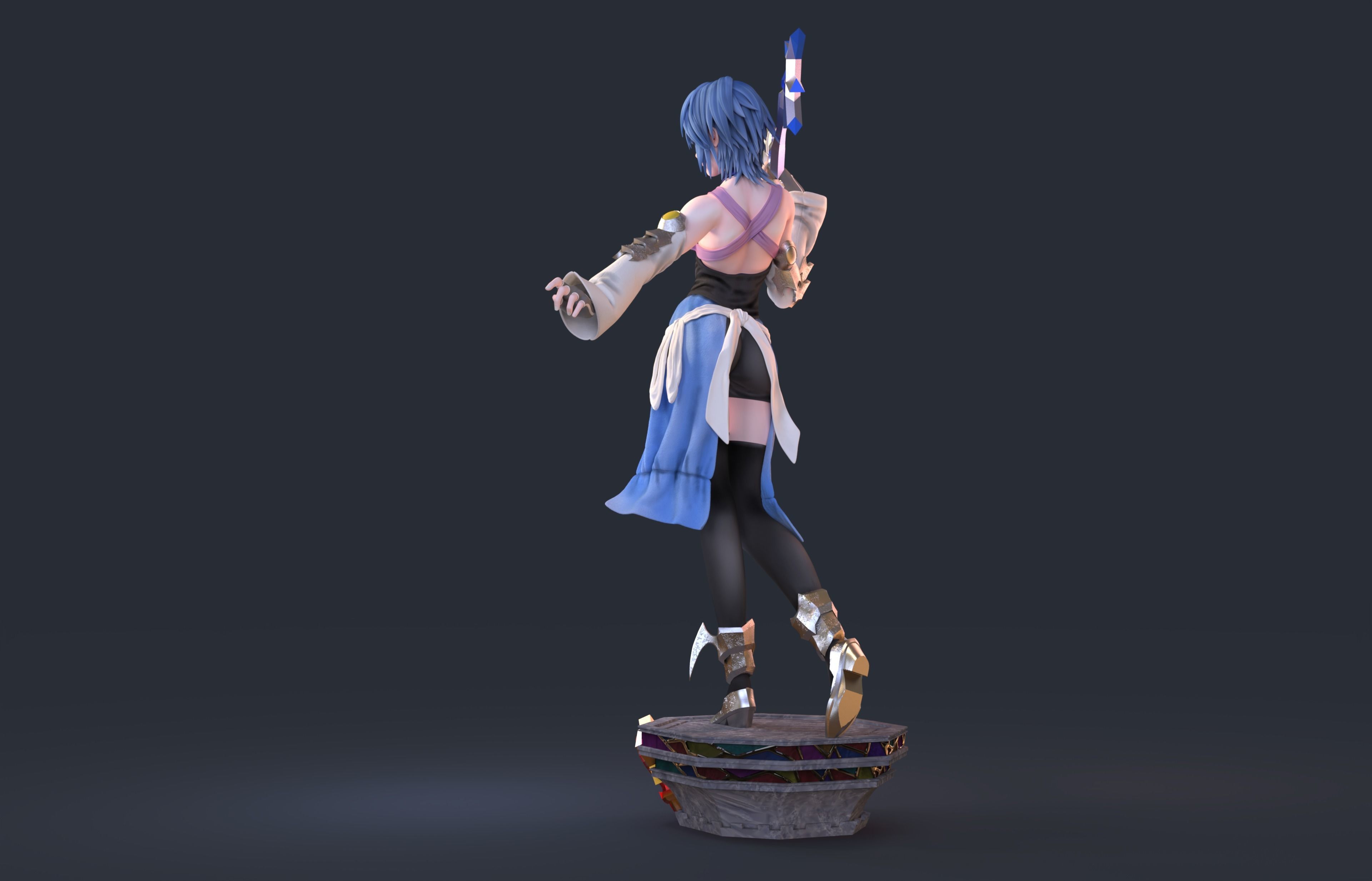 Aqua from Kingdom Heart HD model pressuported  3D print model_6