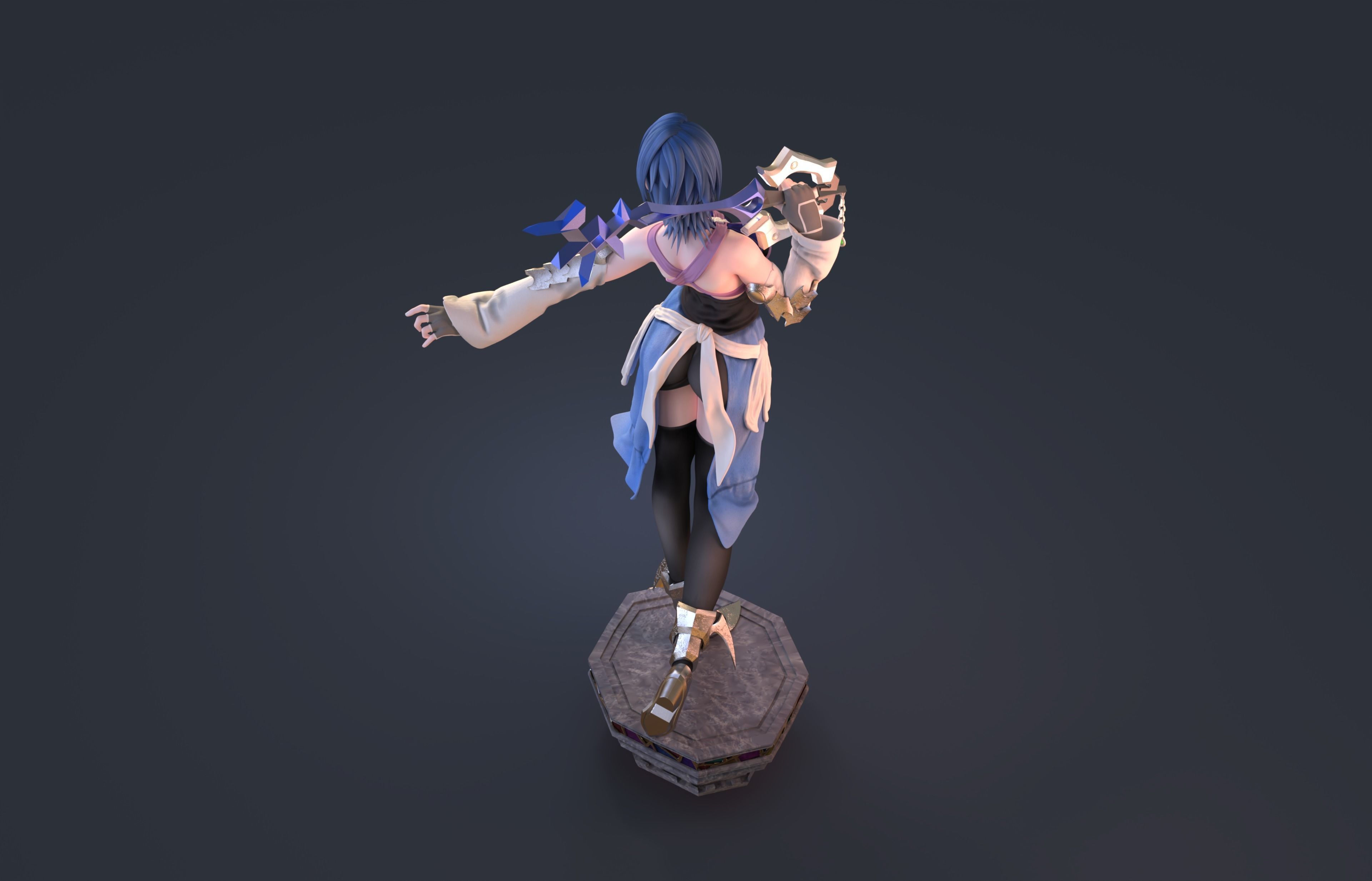 Aqua from Kingdom Heart HD model pressuported  3D print model_5