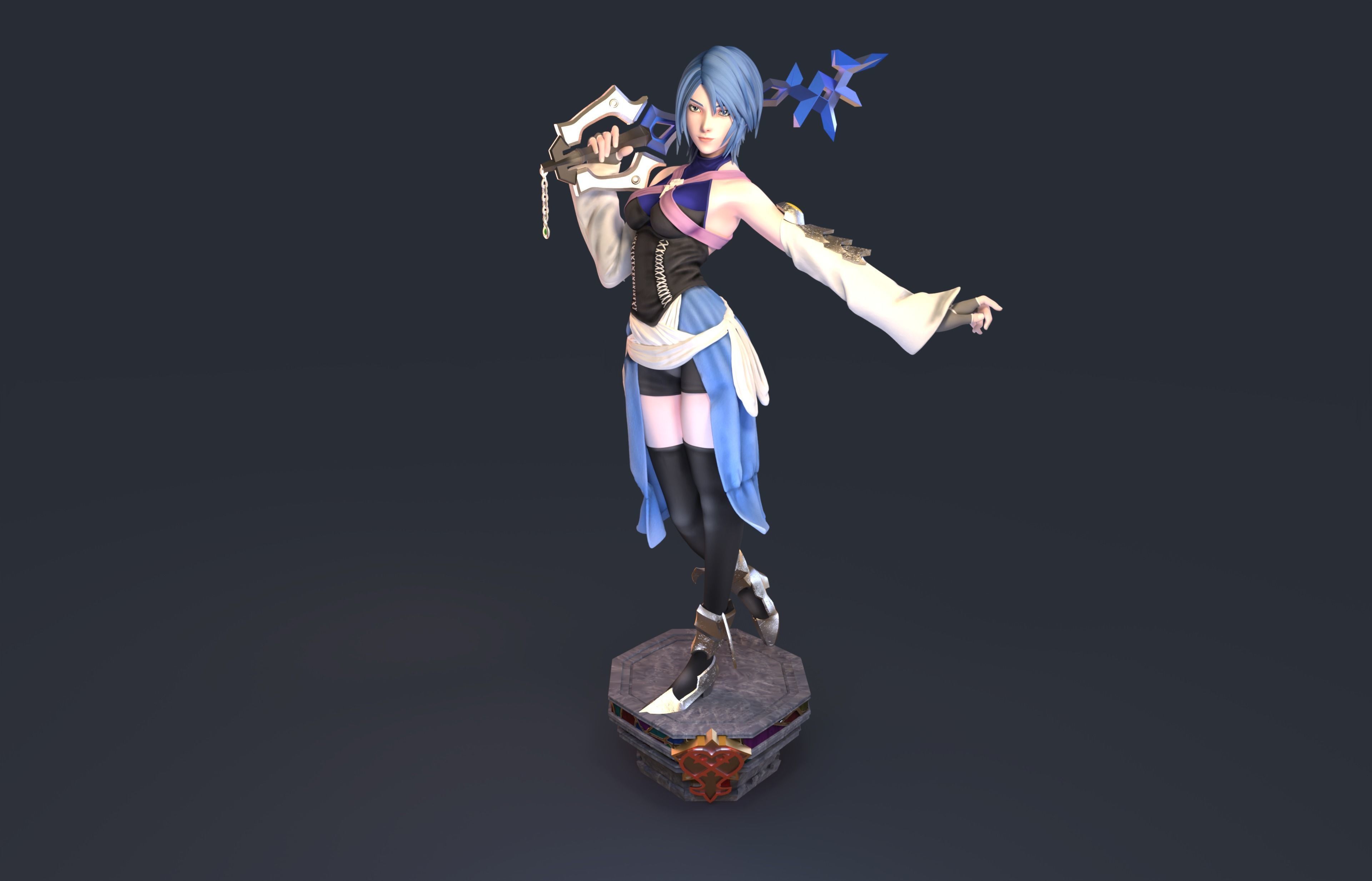 Aqua from Kingdom Heart HD model pressuported  3D print model_4