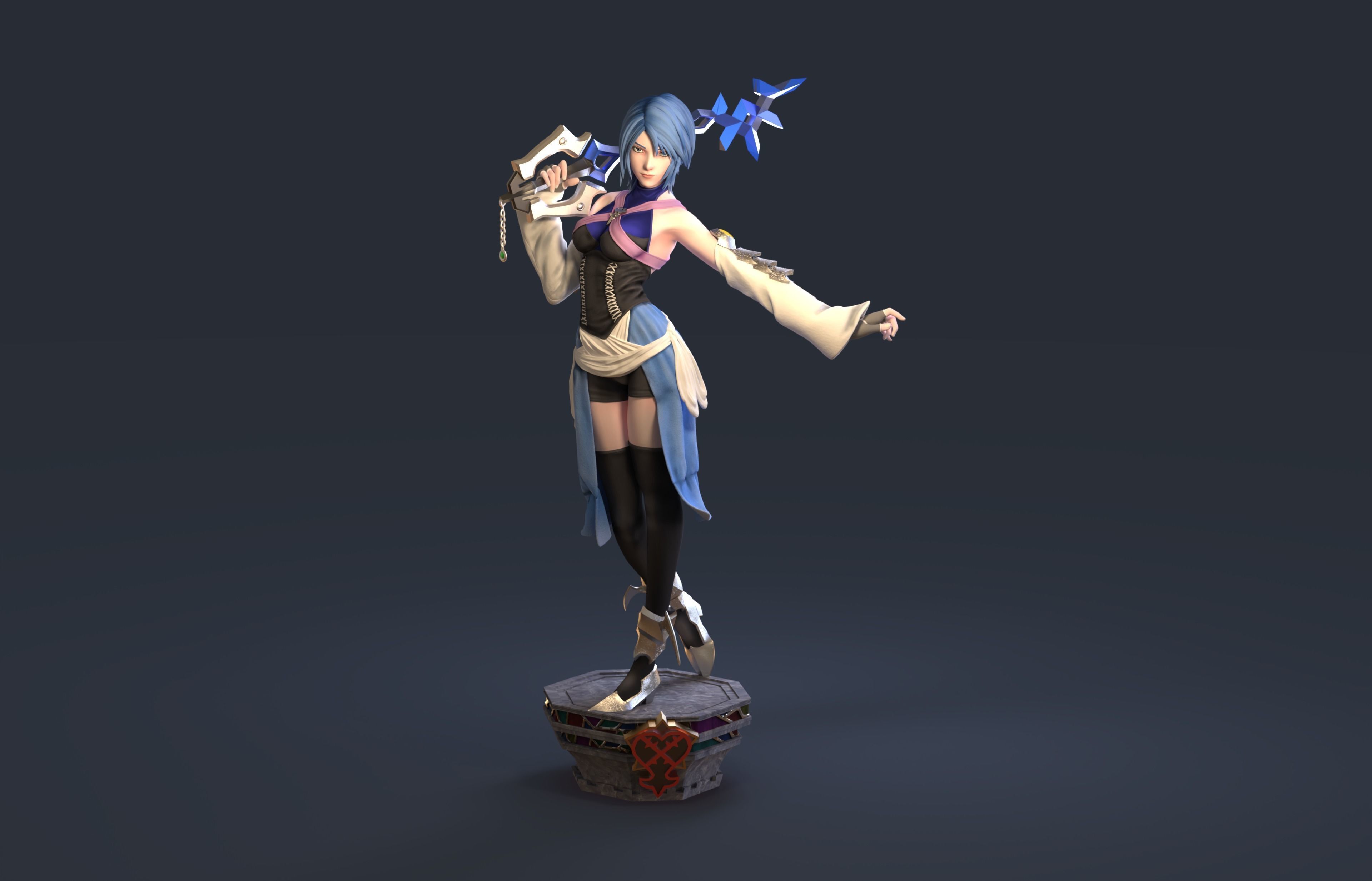 Aqua from Kingdom Heart HD model pressuported  3D print model_1