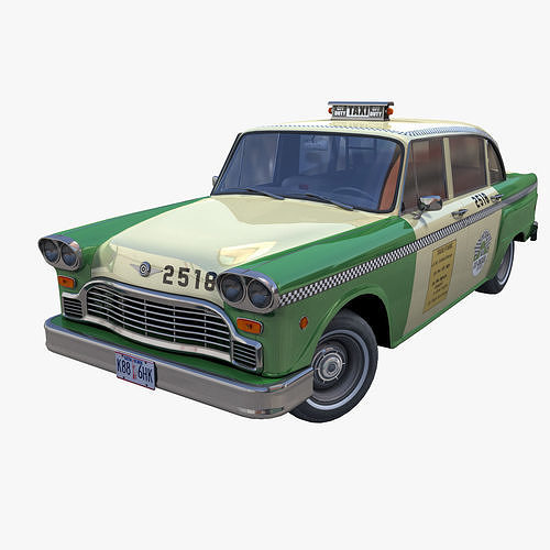 Vintage chicago taxi Low-poly 3D model