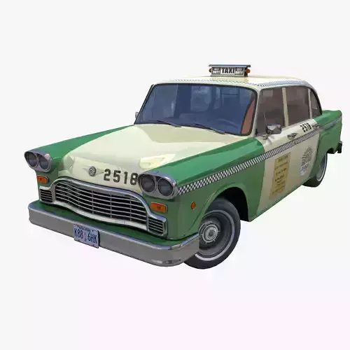 Vintage chicago taxi Low-poly 3D model
