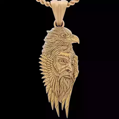 Eagle man pendant silver gold printable jewelry 3D model