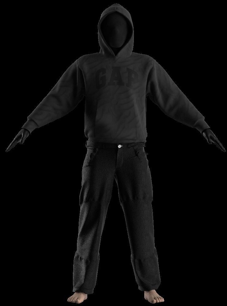 Balenciaga x Yeezy x Gap full model hoodie pants and mask  3D model_2