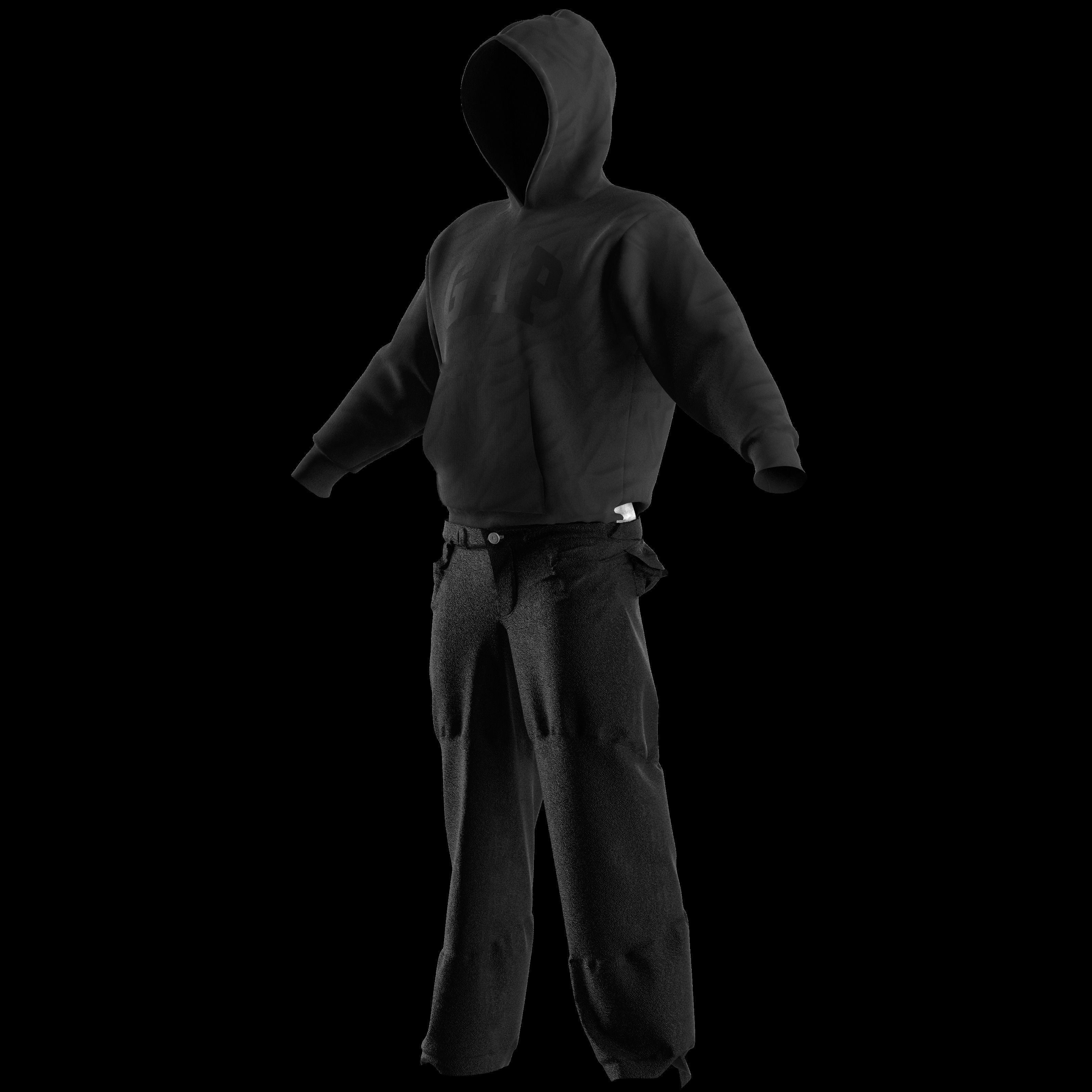 Balenciaga x Yeezy x Gap full model hoodie pants and mask  3D model_4