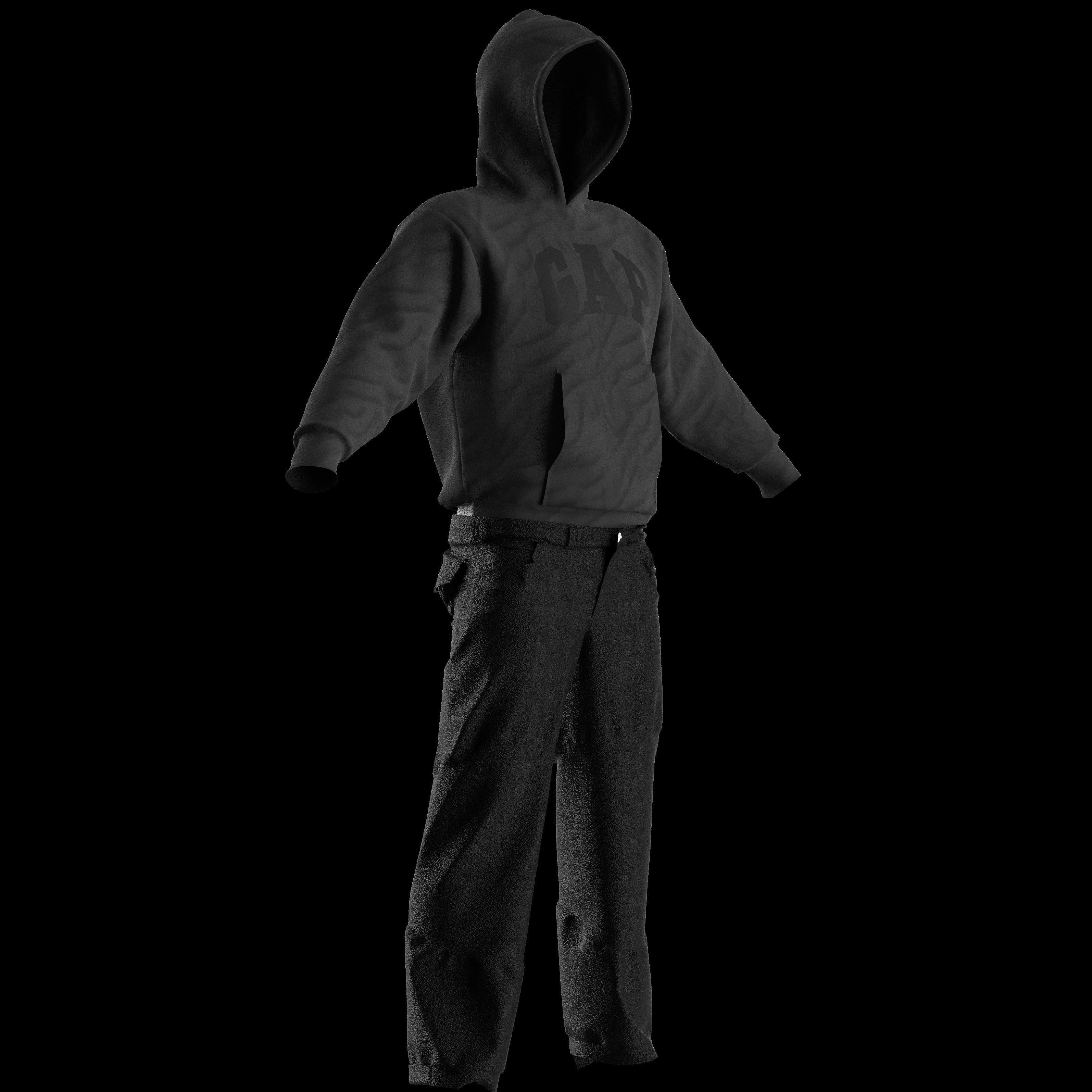Balenciaga x Yeezy x Gap full model hoodie pants and mask  3D model_3