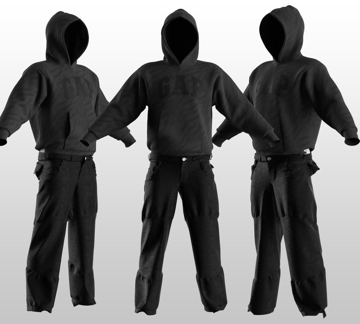 Balenciaga x Yeezy x Gap full model hoodie pants and mask  3D model_1