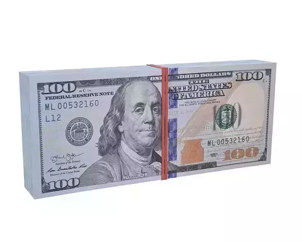 United States Dollars Stack Low-poly 3D model