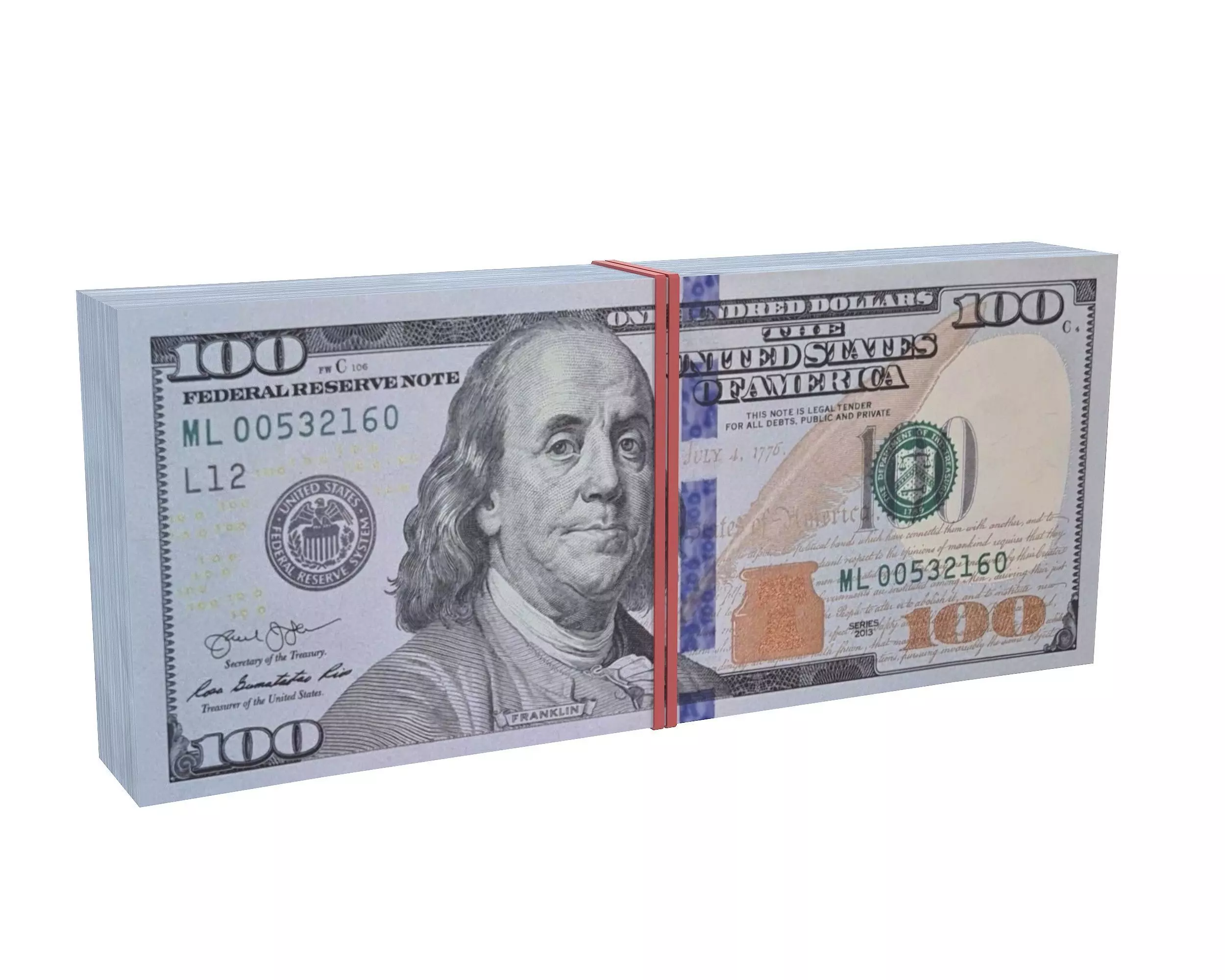 United States Dollars Stack Low-poly 3D model