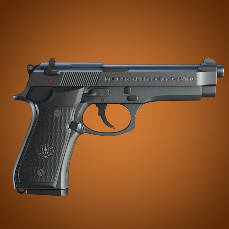 Beretta 92 handgun 3D model_4
