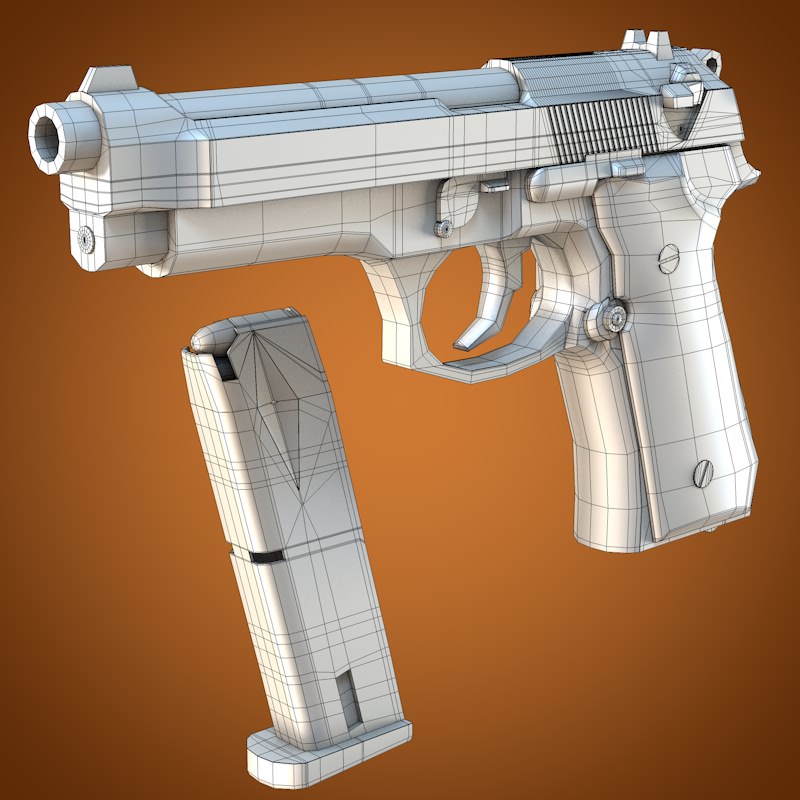 Beretta 92 handgun 3D model_9