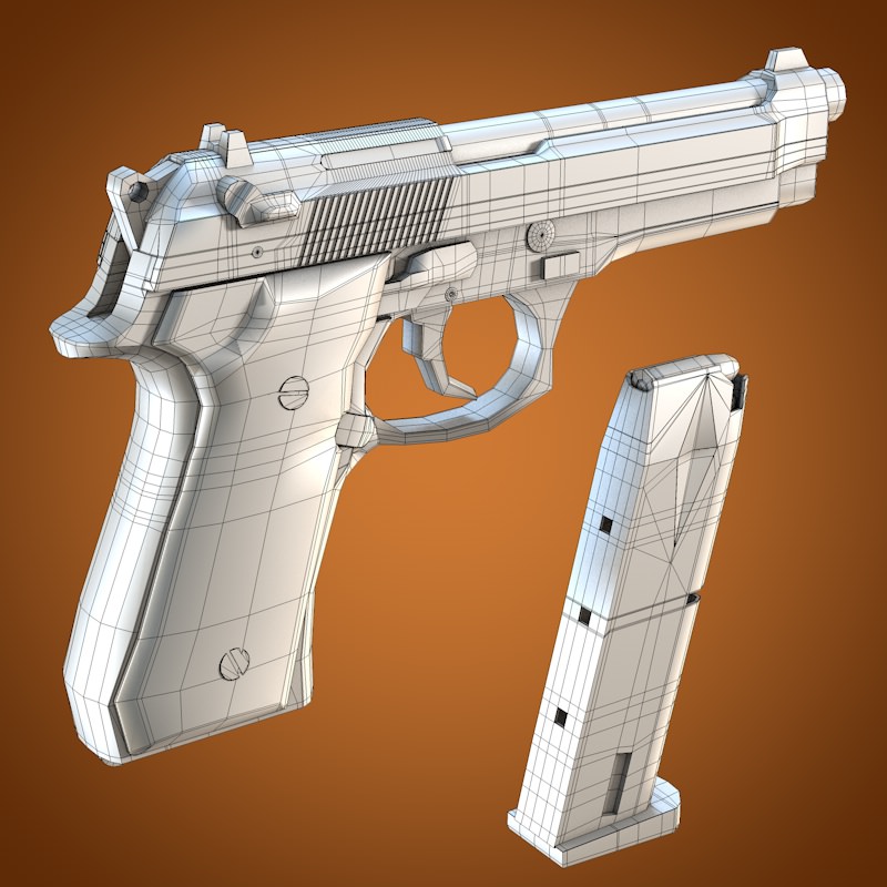Beretta 92 handgun 3D model_8