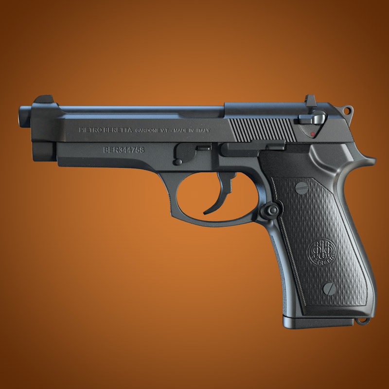 Beretta 92 handgun 3D model_3