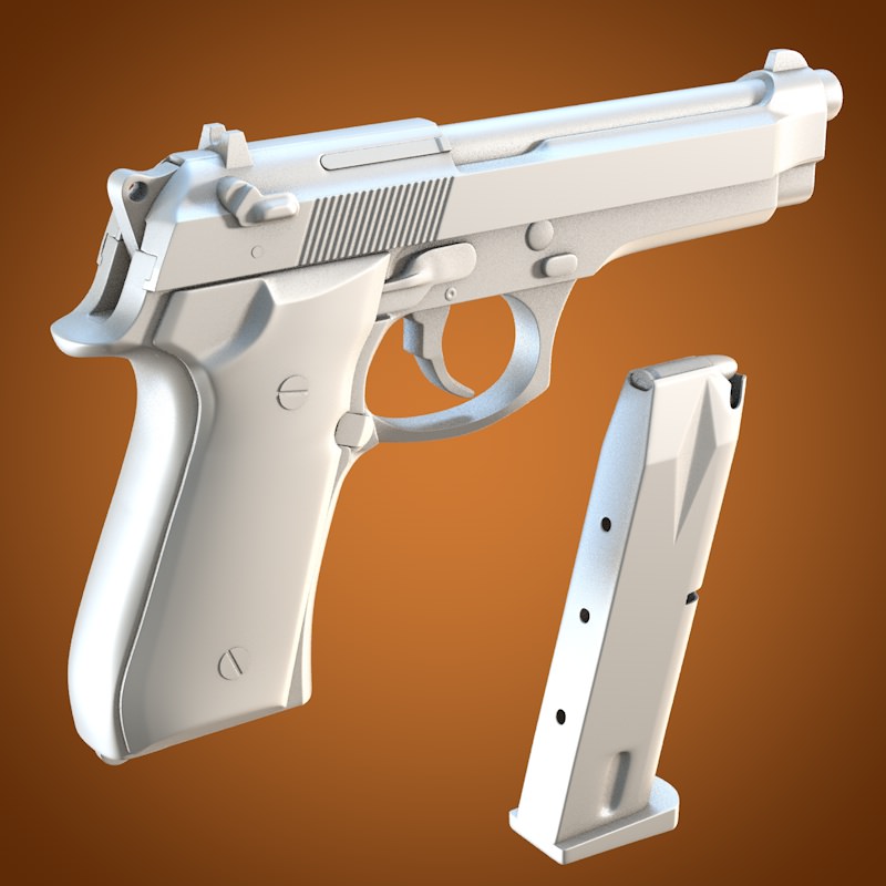 Beretta 92 handgun 3D model_6