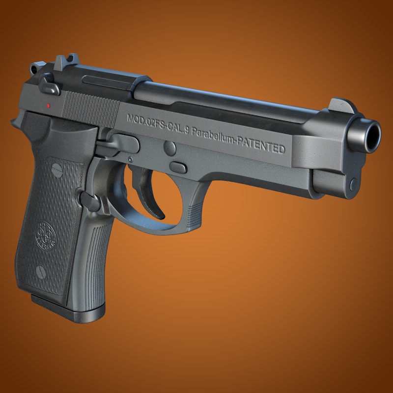Beretta 92 handgun 3D model_2
